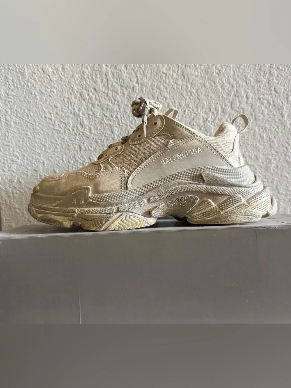 Balenciaga Women's Triple S Low Top Sneakers in Beige Cream